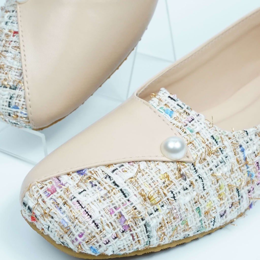 Blush tweed pumps