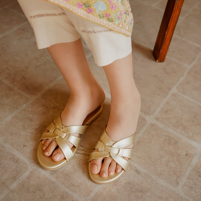 Golden Luxe Woven Flats